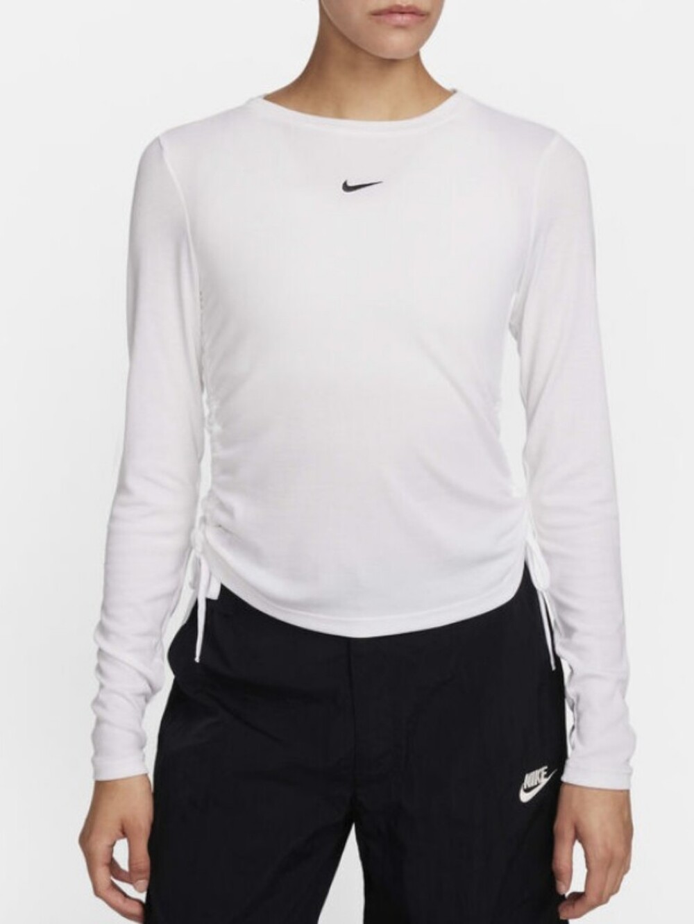 Nike Essentials Ribbed Long Sleeve Mod Crop Top sz XL in White